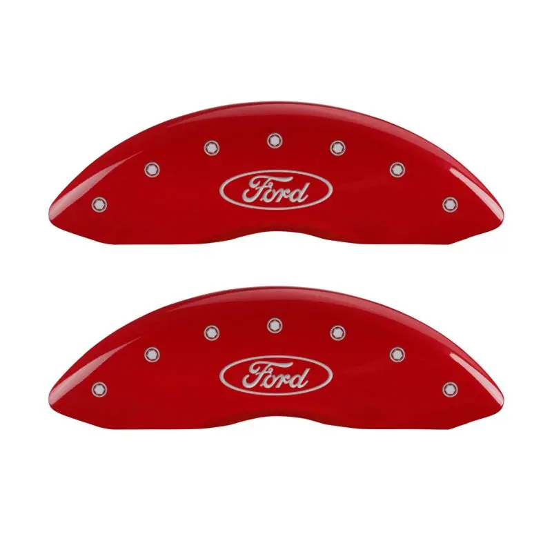 Mgp Engraved 4-Piston Caliper Covers – Ford-Specific, Red Finish With Oval Logo, Front & Rear Set 2