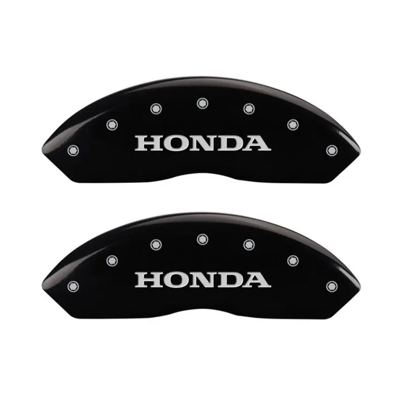 Mgp Engraved 4-Piston Caliper Covers – Front & Rear, Black Finish With Silver Accent – Fits Honda Models 2