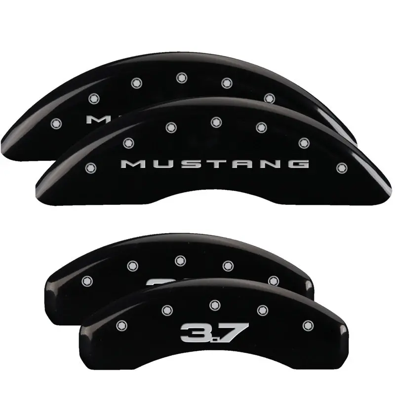 Mgp Engraved 4-Piston Front & Rear Caliper Covers For 2015 Mustang – Black With Silver Chrome Accents 1