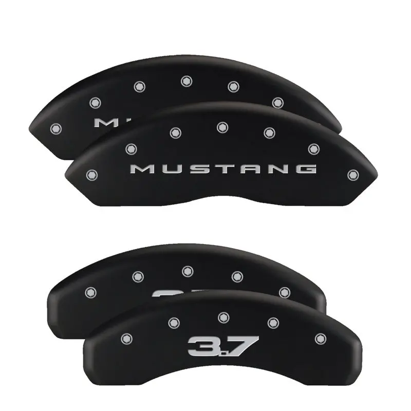 Mgp Engraved 4-Piston Front & Rear Caliper Covers For 2015 Mustang – Black With Silver Chrome Accents 2
