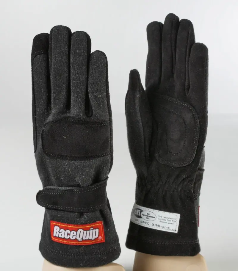 Racequip Sfi-5 Rated Racing Gloves – Black, Two-Layer Construction, Youth Small (Xsm) Size 1