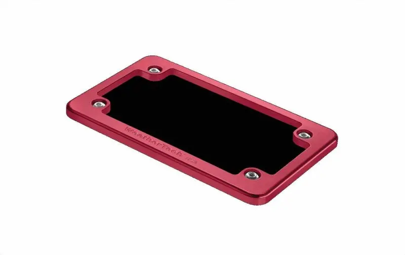 Weathertech Billet Motorcycle License Plate Frames – Red Anodized Aluminum 1
