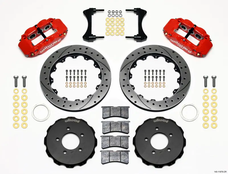 Wilwood Narrow Superlite 6R Front Hat Kit – 12.88" Drilled Rotor, Red Finish, Fits 2006+ Honda Civic & Cr-Z 1